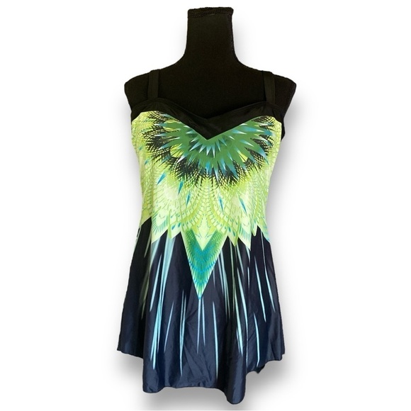 B2PRITY TANKINI Swim Dress Print Tankini Kelly Green & Black S… - Picture 9 of 9